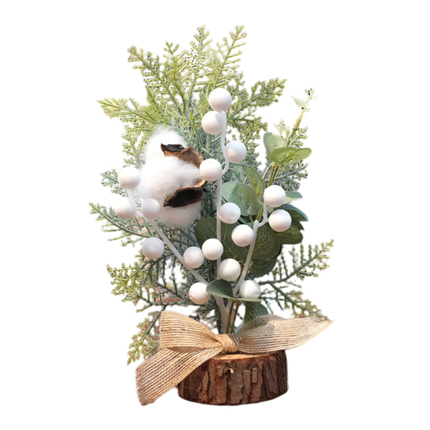 Christmas Decoration Desktop Small Tree Simulation Flower Wreath Ornament New Year Decoration Red Fruit Small Tree Artificial