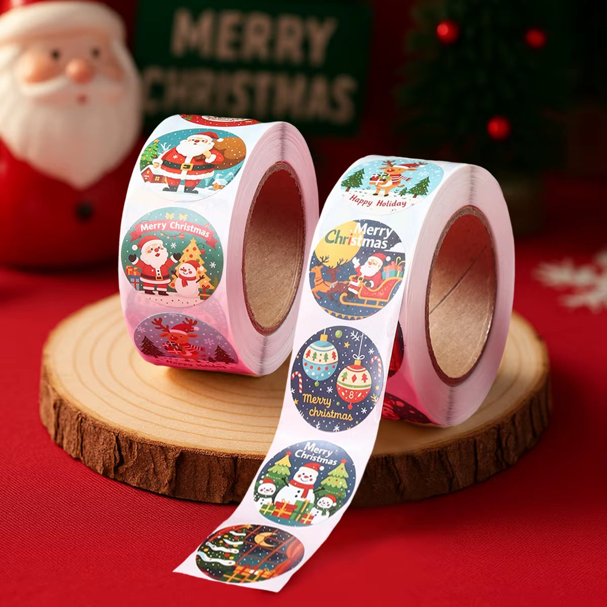 Christmas Gift Stickers Happy 2026 New Year Sealing Sticker Self-Adhesive DIY Gift Baking Package Envelope Stationery Decor