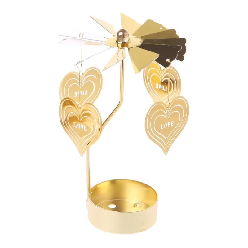 1Pc Metal Hot Rotating Candle Holder Christmas Rotating Candle Holder Dinner Party Wedding Party Candle Holder Decoration Gift