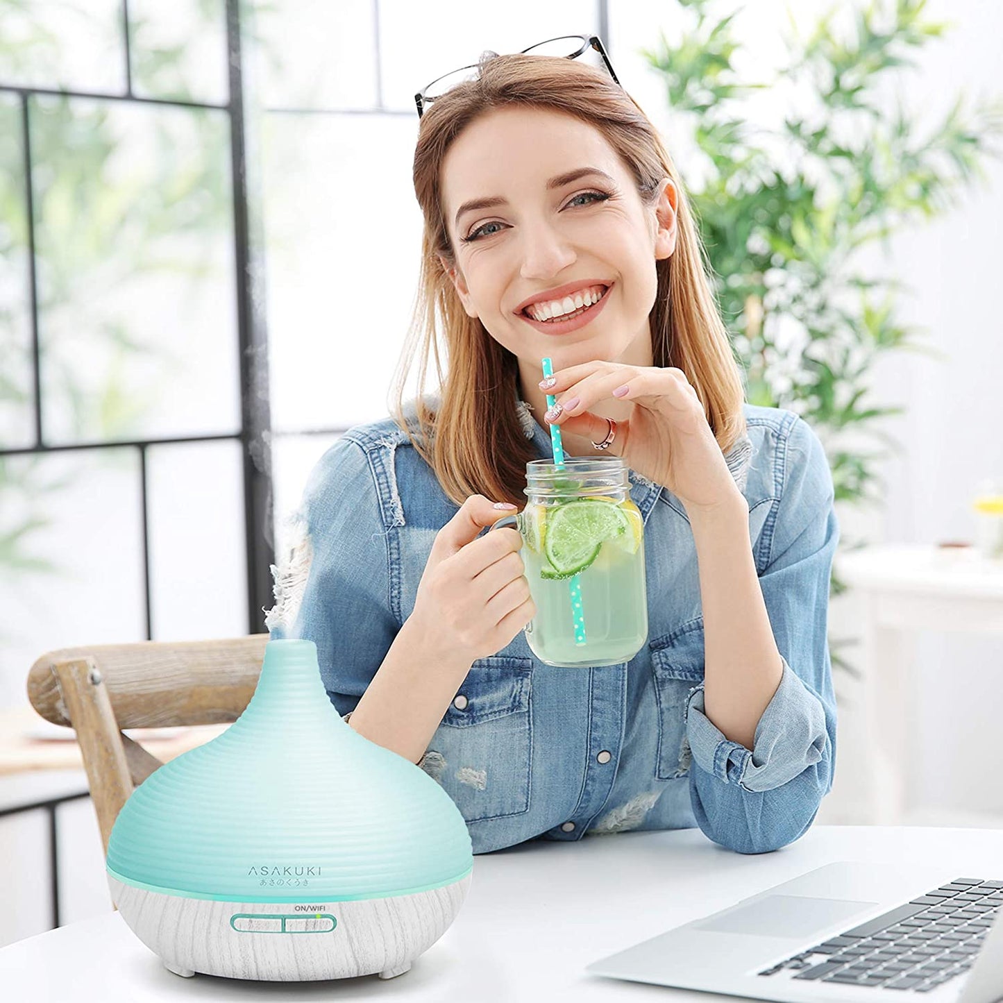 ASAKUKI Smart Wifi Essential Oil Diffuser with 4 Essential Oils Set