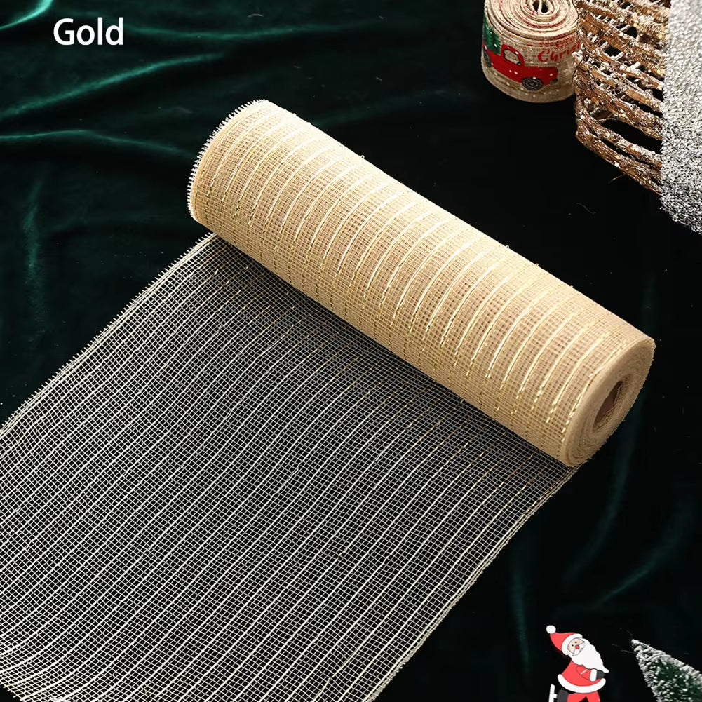 10 Yards Christmas Wreath Mesh Decorative Christmas Mesh Rolls Shiny Multifunctional Holiday Party Decoration Supplies