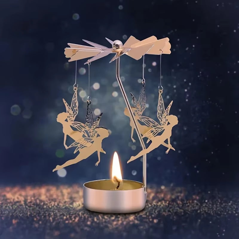 1Pc Metal Hot Rotating Candle Holder Christmas Rotating Candle Holder Dinner Party Wedding Party Candle Holder Decoration Gift