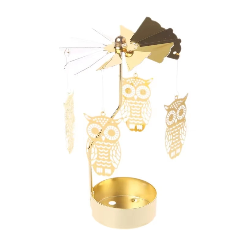 1Pc Metal Hot Rotating Candle Holder Christmas Rotating Candle Holder Dinner Party Wedding Party Candle Holder Decoration Gift
