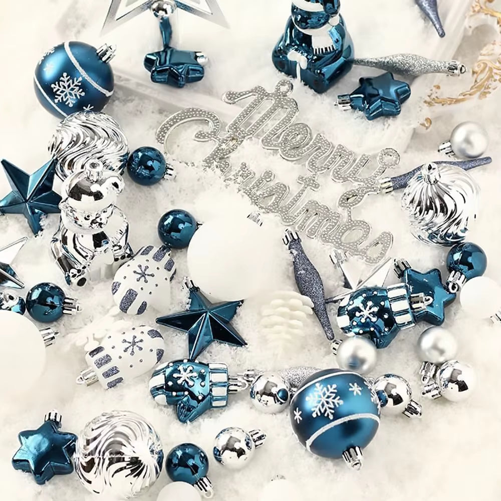 70Ct Christmas Ball Ornaments Set, 68 Pcs Shatterproof Tree Hanging Ornaments&Merry Christmas Sign&Top Tree Toppers, Xmas Decor