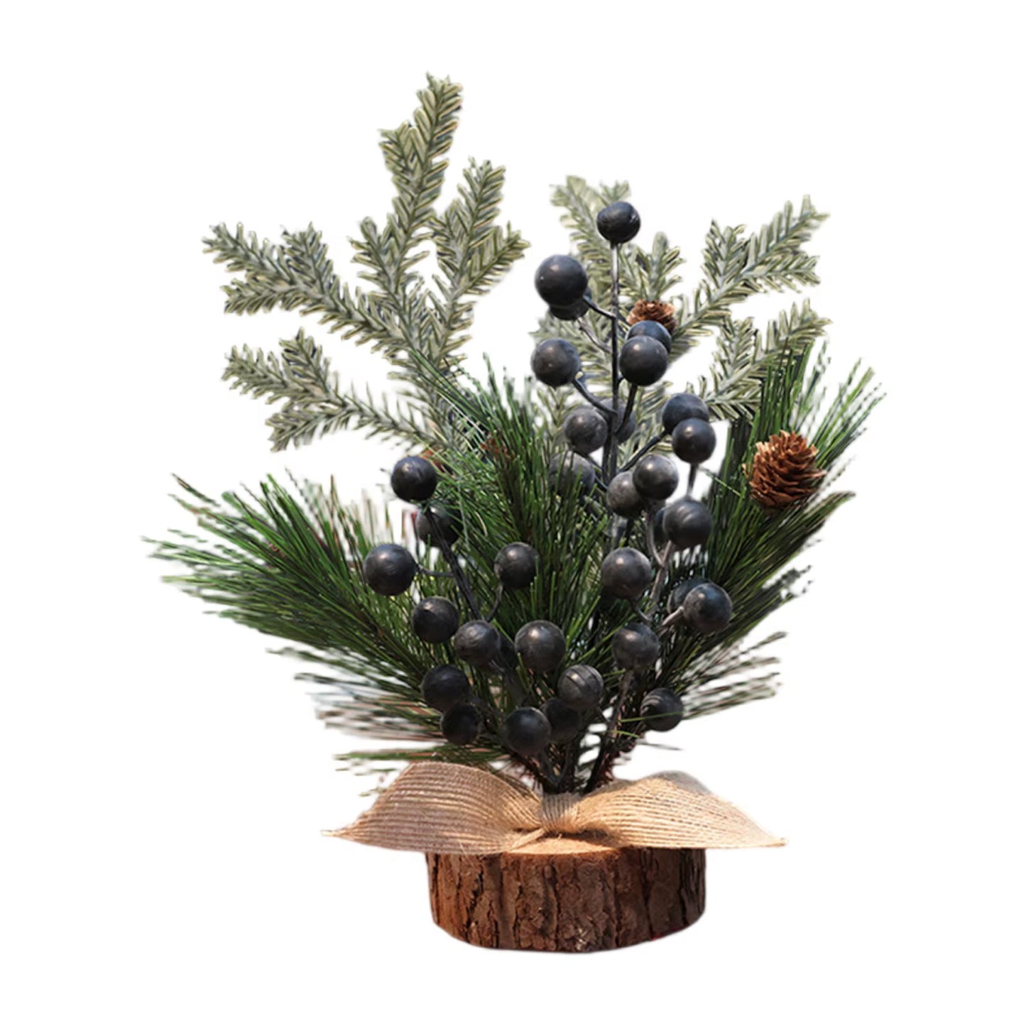 Christmas Decoration Desktop Small Tree Simulation Flower Wreath Ornament New Year Decoration Red Fruit Small Tree Artificial