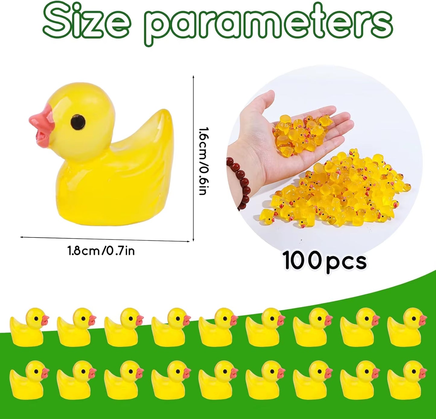 50/100 Pcs Luminous Mini Duck Tiny Resin Duck Little Duck Figurines Bulk for Dollhouse Ornament Micro Garden DIY Crafts Decor