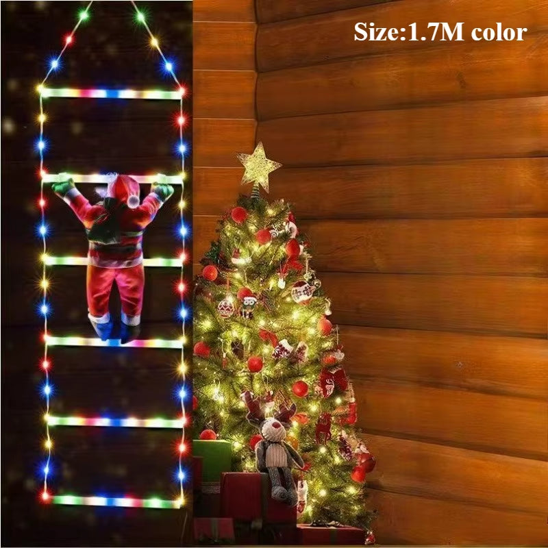1.7M/3M Santa Claus Climbing Ladder Warm Light Christmas Decoration Home Outdoor Garden Cristmas Tree Ornement New Year Gift
