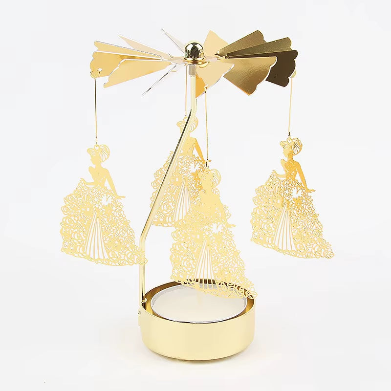 1Pc Metal Hot Rotating Candle Holder Christmas Rotating Candle Holder Dinner Party Wedding Party Candle Holder Decoration Gift