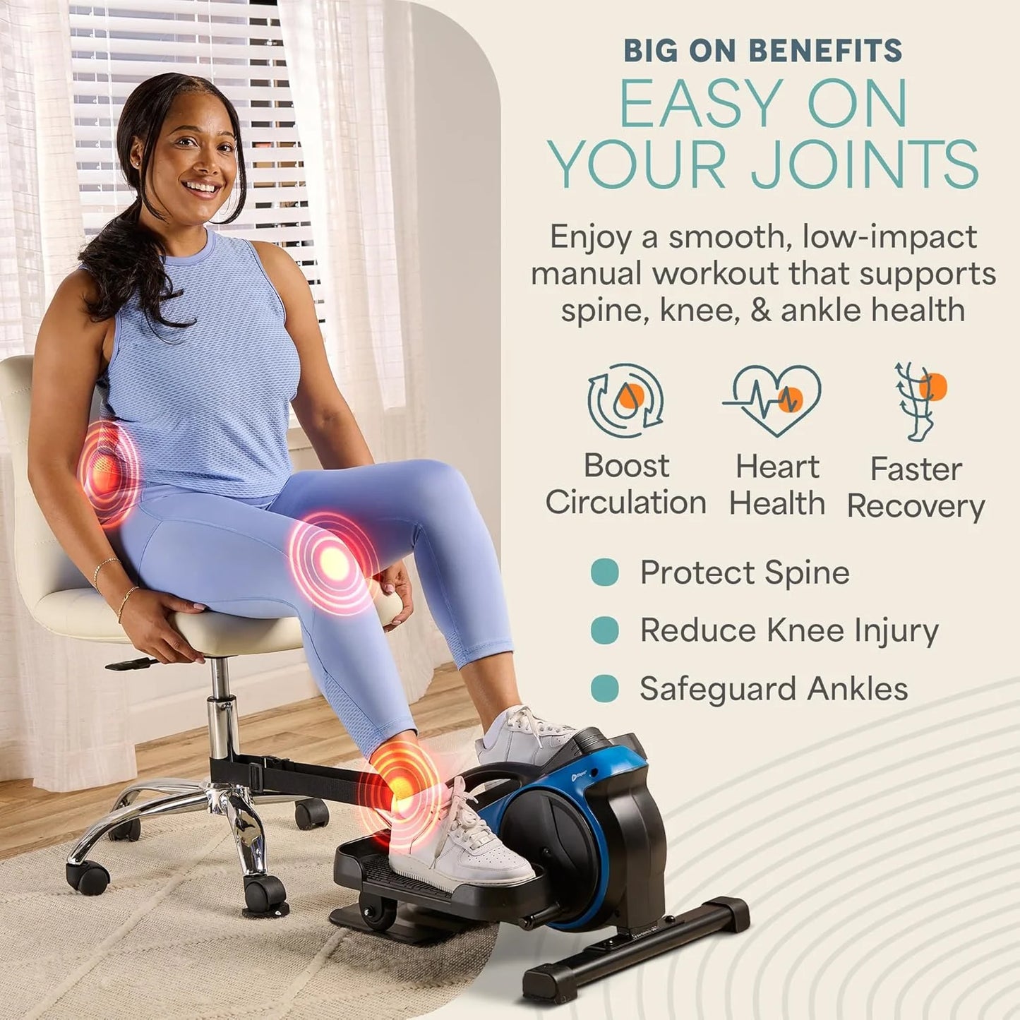 under Desk Elliptical Exercise Machine – Motorized Pedal Exerciser for Home and Office - Blue