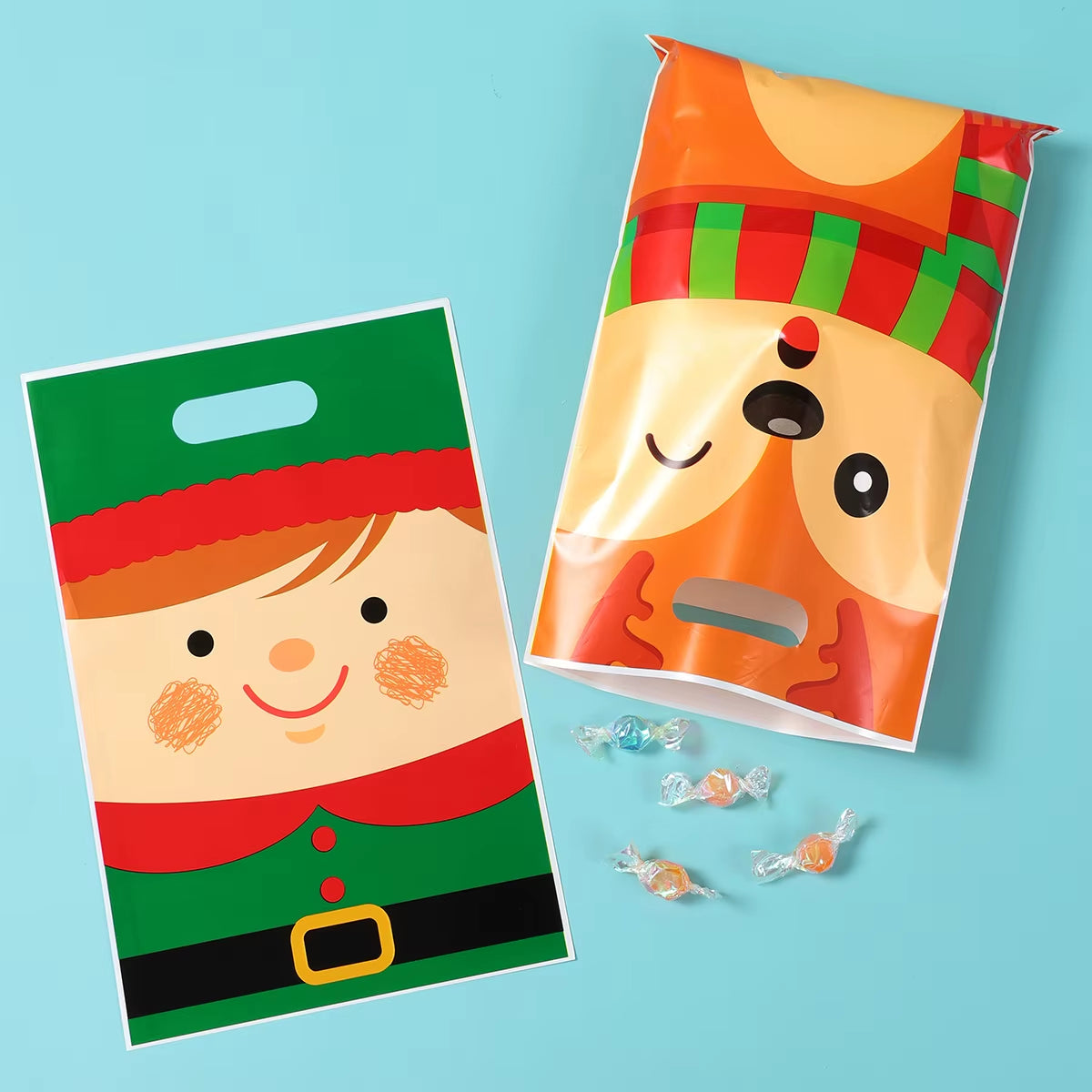 10/25/50Pcs Christmas Gift Bags Christmas Party Decoration 2025 Xmas Santa Claus Cute Hand Bags Navidad Natal New Year Gift 2026