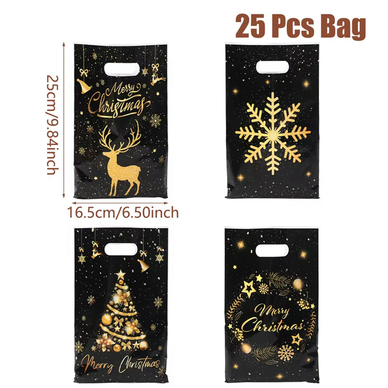10/25/50Pcs Christmas Gift Bags Christmas Party Decoration 2025 Xmas Santa Claus Cute Hand Bags Navidad Natal New Year Gift 2026