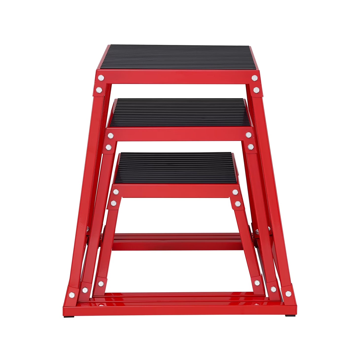 Plyo Jumping Cubes, 12/18/24 Inch Exercise Platform, Agility Jump Box, Non-Slip Workout Step up Cube Set for Domestic Gym Practice, Conditioning Power Training, Red