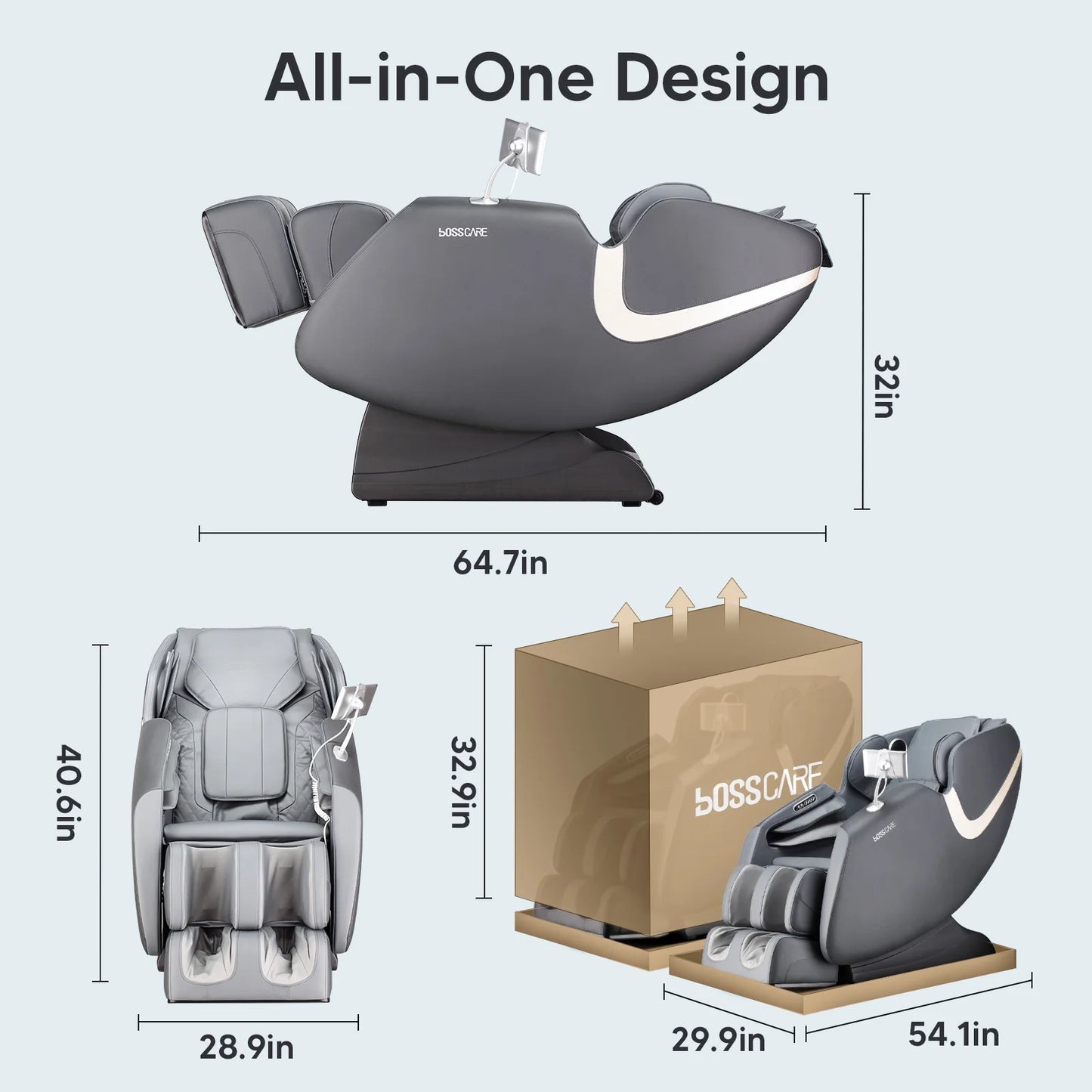 AI Voice Control Massage Chair - Zero Gravity Shiatsu Recliner in Gray - SP!NECK™