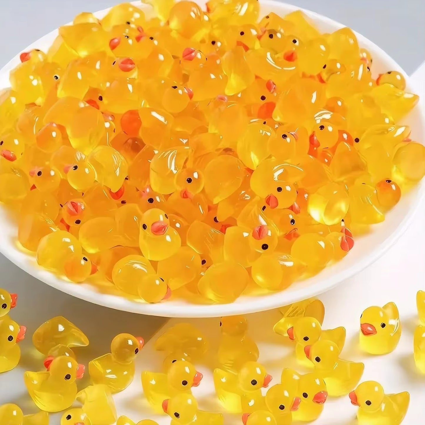 50/100 Pcs Luminous Mini Duck Tiny Resin Duck Little Duck Figurines Bulk for Dollhouse Ornament Micro Garden DIY Crafts Decor