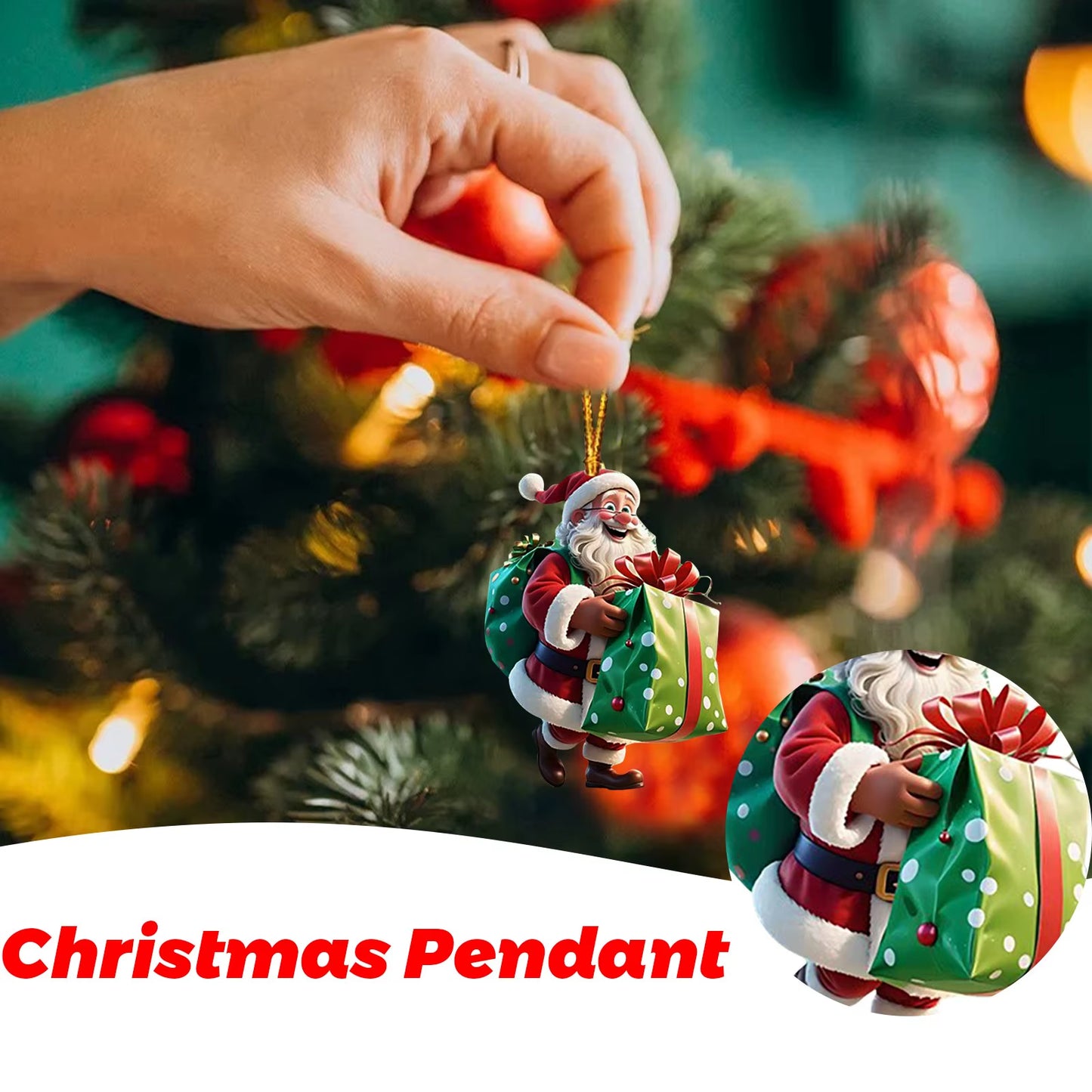 7Pcs/Set Christmas Tree Hanging Ornament Christmas Window Decor Festive Santa Claus Hanging Decorations for Christmas Tree