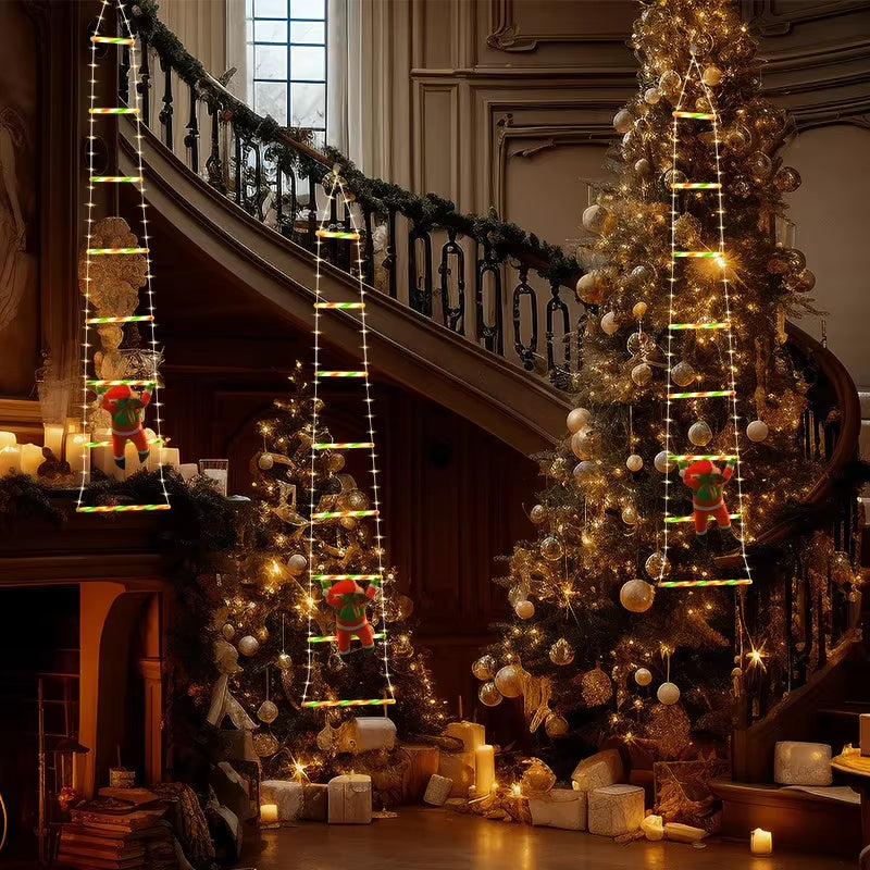 1.7M/3M Santa Claus Climbing Ladder Warm Light Christmas Decoration Home Outdoor Garden Cristmas Tree Ornement New Year Gift