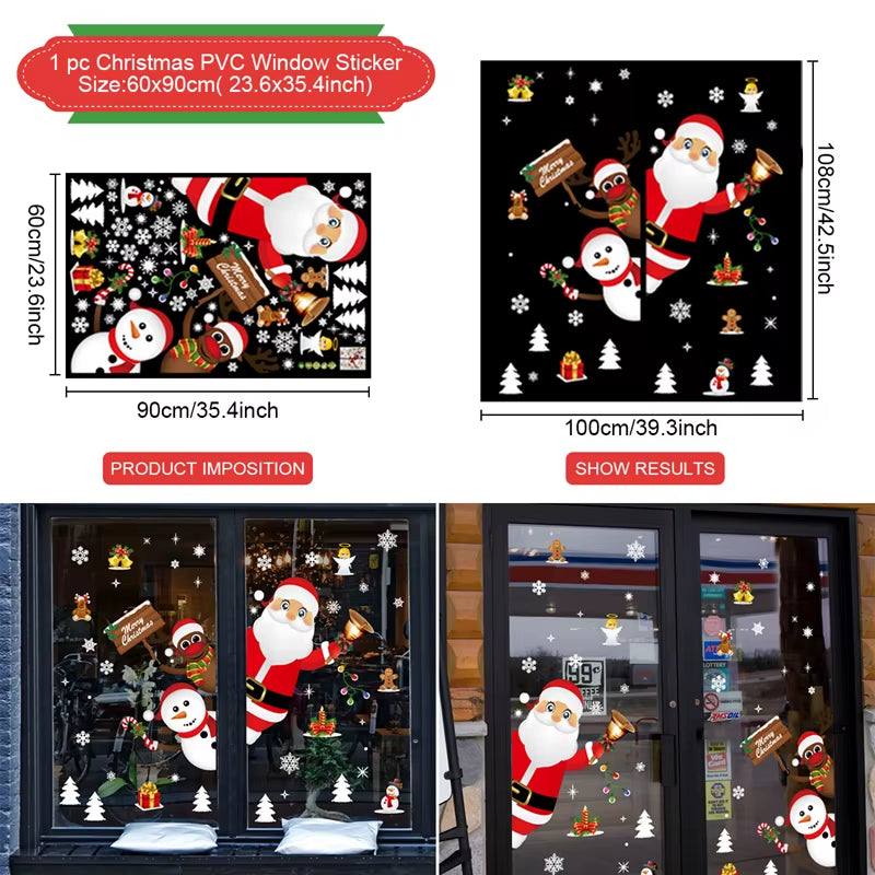 Christmas Window Stickers Merry Christmas Decorations for Home 2025 Christmas Wall Sticker Kids Room New Year Decoration 2026