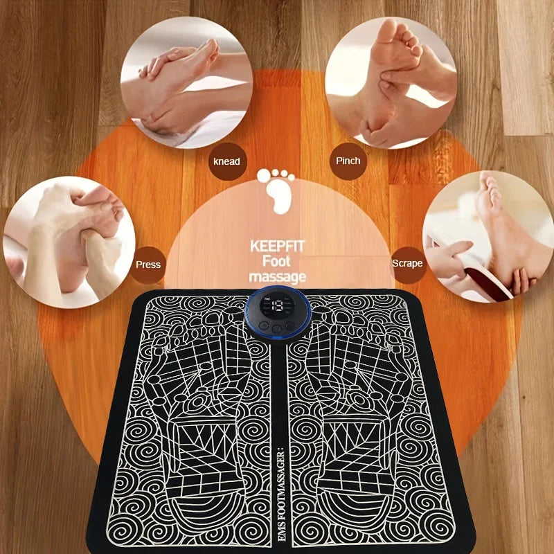 Electric Foot Massager Pad Electrostimulator Massage Mat EMS Muscle Massager Relax Feet Massage Fitness Masajeador USB Charging