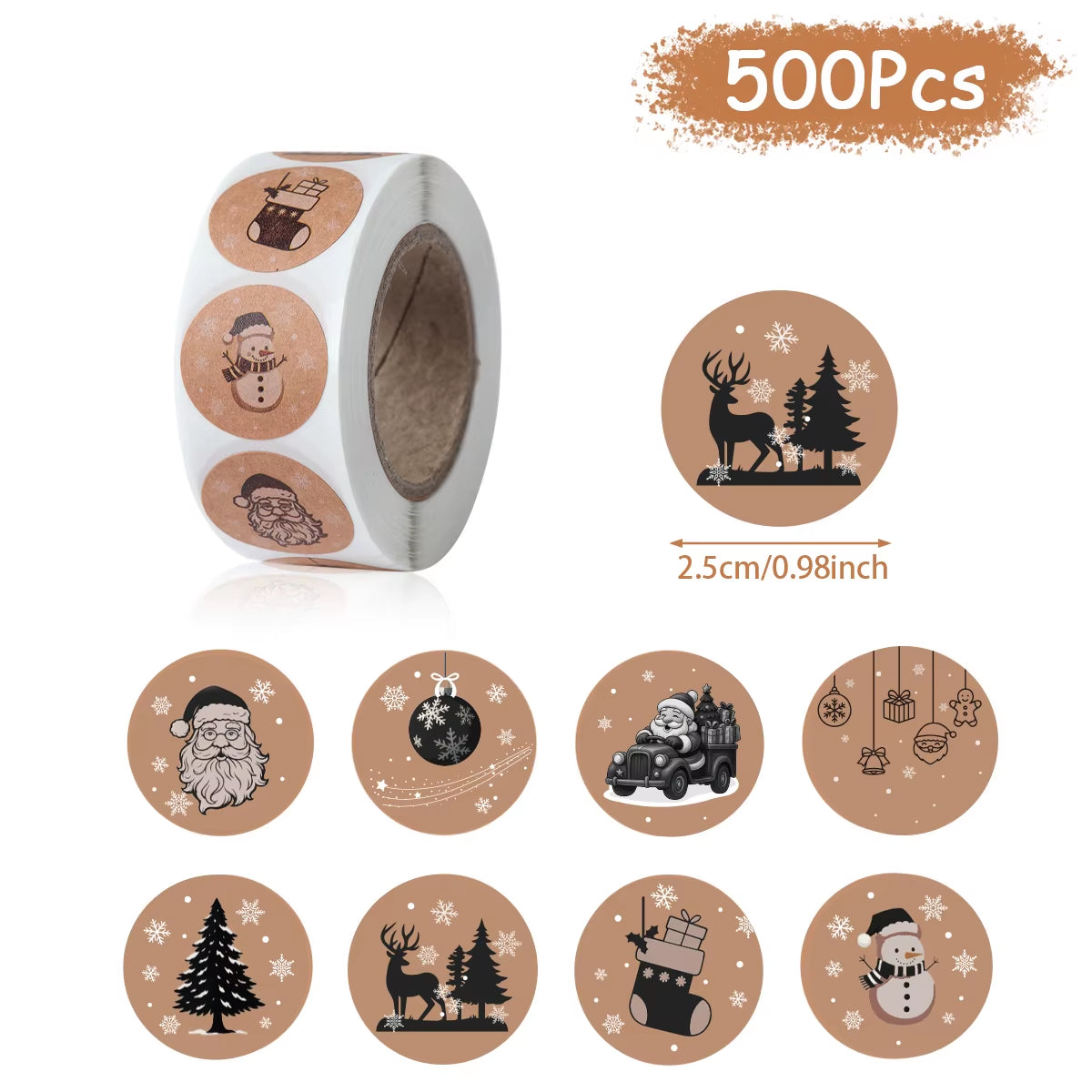 Christmas Gift Stickers Happy 2026 New Year Sealing Sticker Self-Adhesive DIY Gift Baking Package Envelope Stationery Decor