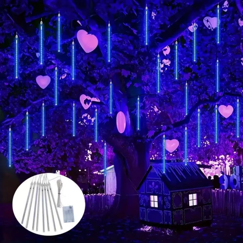 30Cm LED Meteor Shower Rain String Lights AA Battery LED Lights Street Christmas Decoration for Home Outdoor Wedding Party Decor