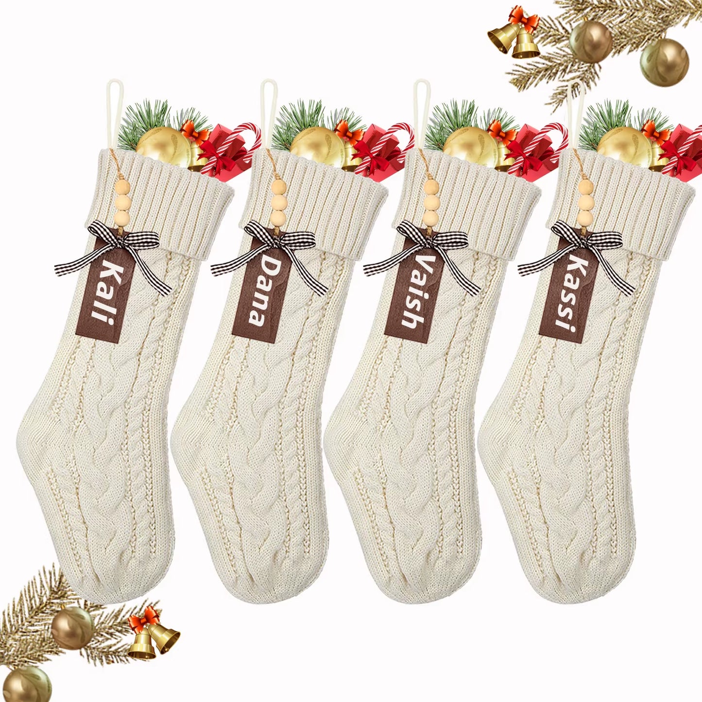3/4/5/6/8Pcs Christmas Stockings 18In Large Size Cable Knit Stocking Gifts Kids New Year Gift Decor for Family Holiday Party