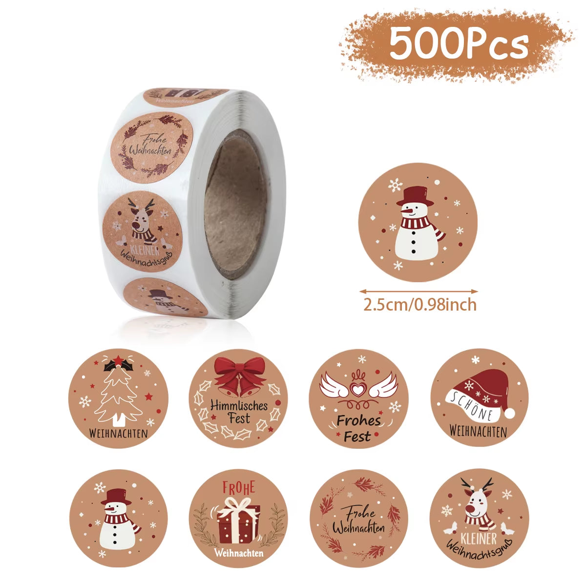 Christmas Gift Stickers Happy 2026 New Year Sealing Sticker Self-Adhesive DIY Gift Baking Package Envelope Stationery Decor