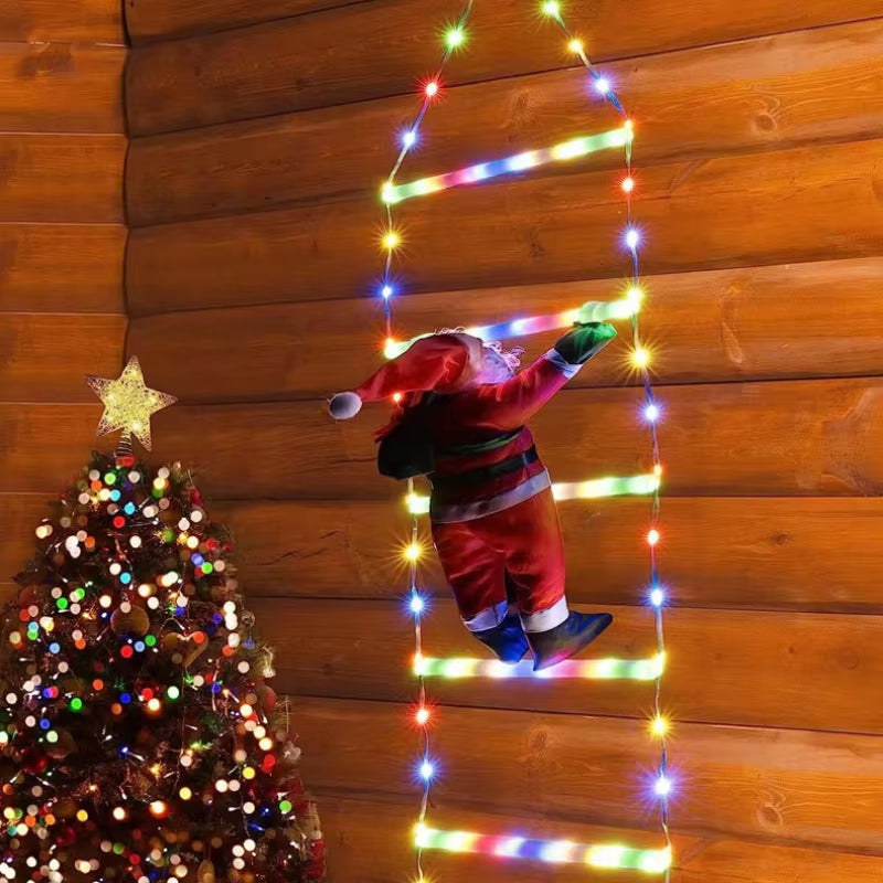 LED Christmas Decorations Fairy Lamp LED Ladder Lamp with Climbing Santa Claus Home Outdoor Christmas Light New Year Ornaments S