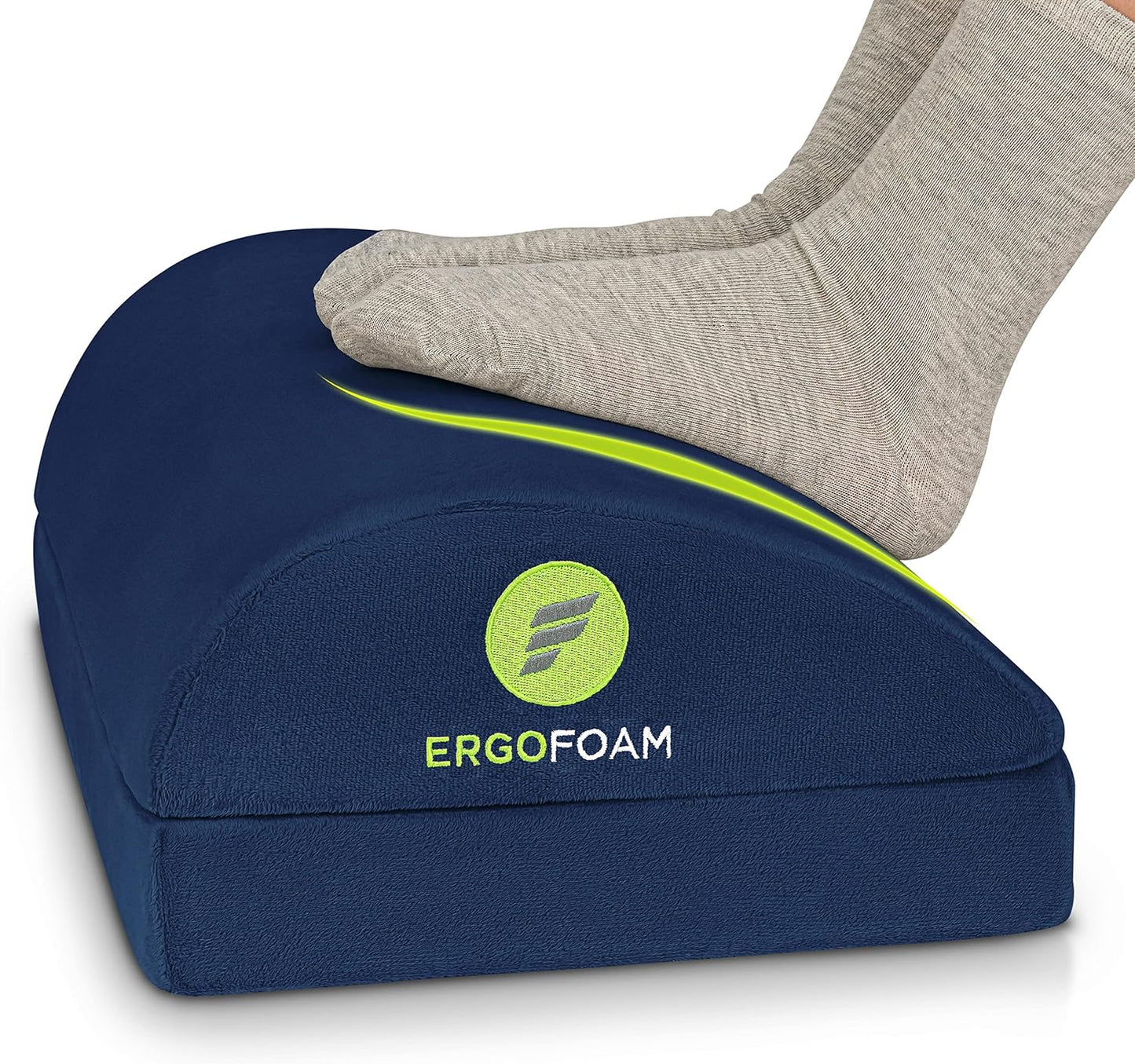 Adjustable Premium under Desk Footrest for Lumbar, Back, Knee Pain (Navy Blue)