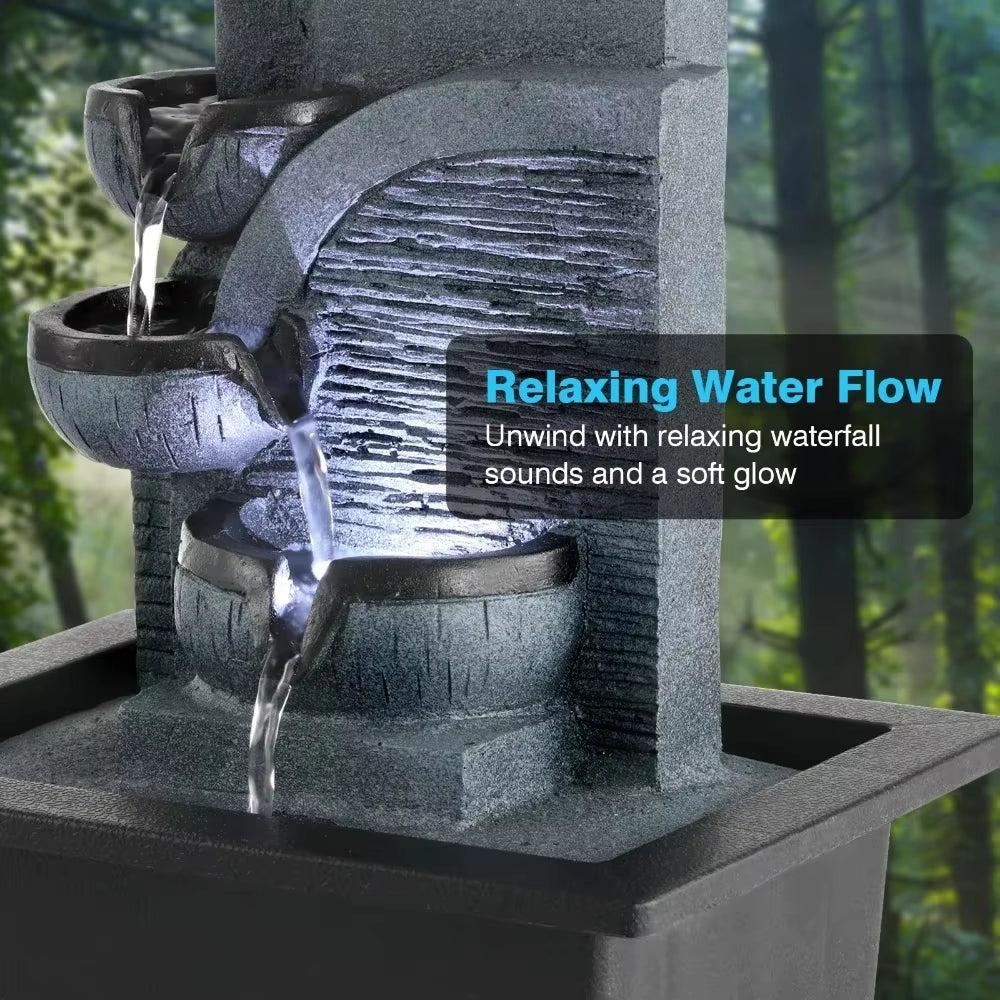 Simple Indoor Tabletop Fengshui Water Fountain with LED Geomantic Ball Fengshui Decoration Mini Waterfalls Landscape Ornament