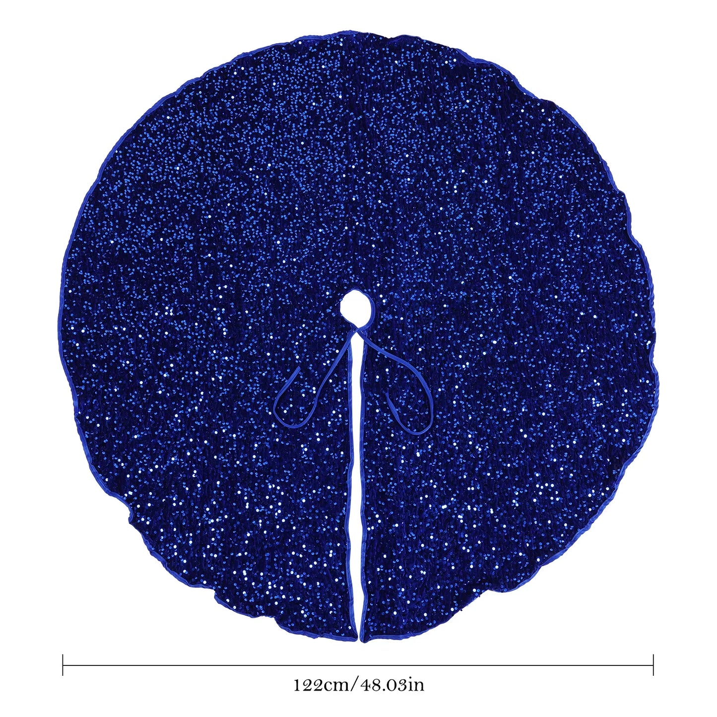 47.5In Christmas Tree Skirt Blue Sequins Tree Skirts for Xmas Tree Decoration round Sparkling Holiday Tree Ornament for New Year