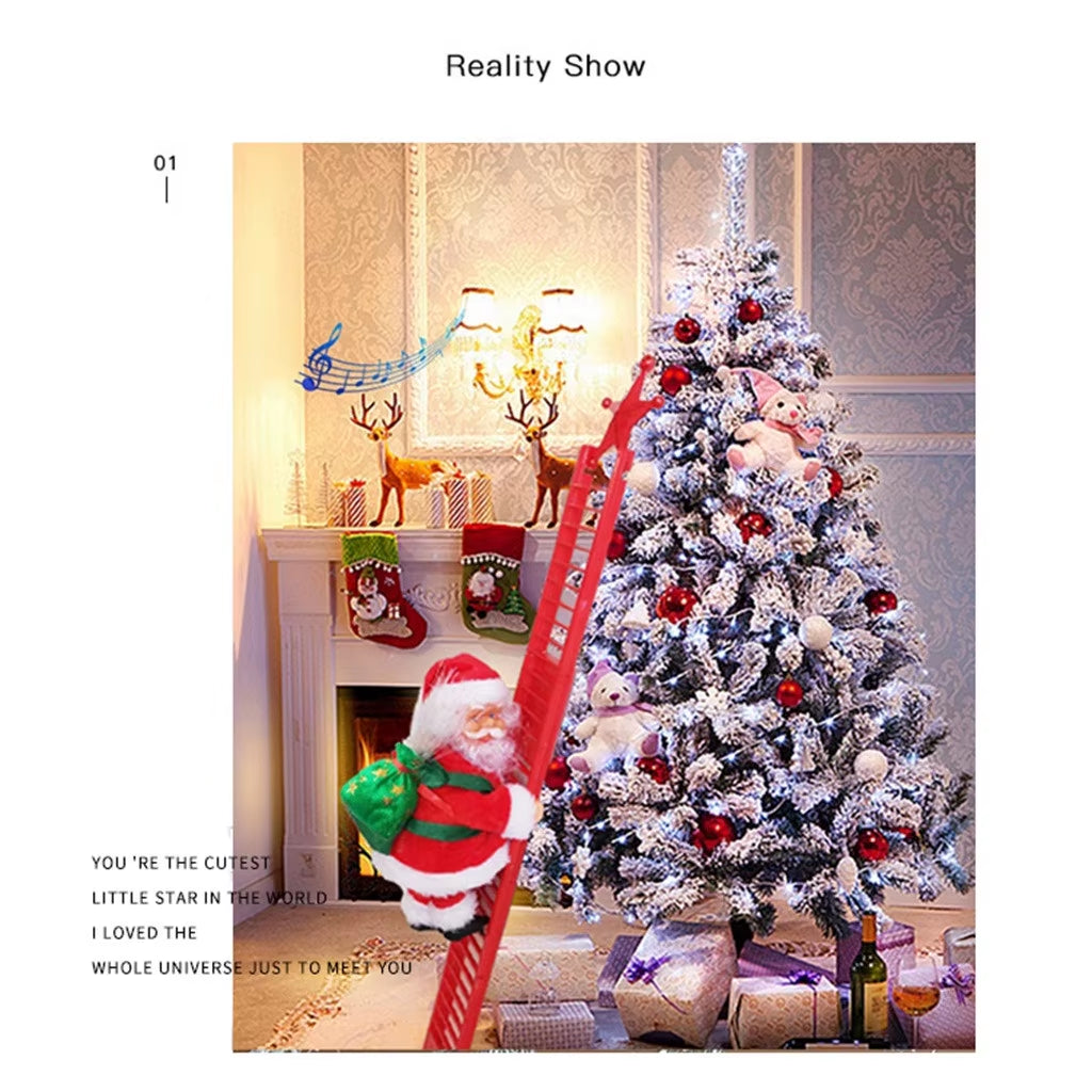 2024 Santa Claus Doll Climbing Ladder with Music Christmas Tree Ornaments Decorations for Home 2023 Navidad New Year Kids Gift