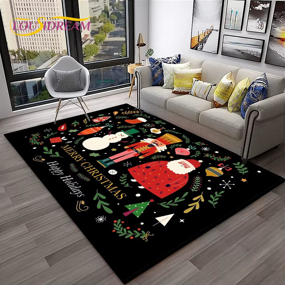 Nutcracker Christmas Tree Cartoon Fairy Tales Carpet Rug for Home Living Room Bedroom Sofa Doormat Decor,Kids Non-Slip Floor Mat