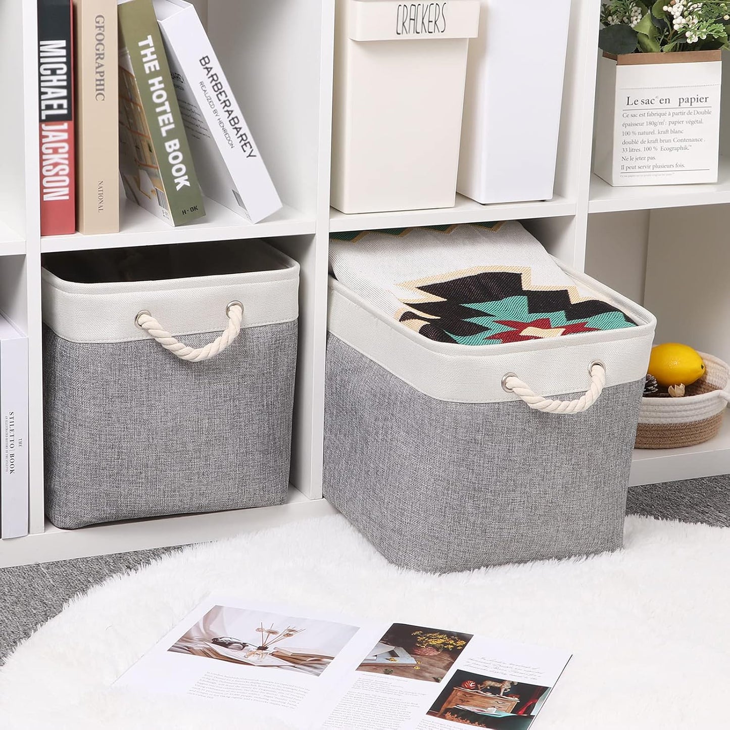 Large Storage Bins for Shelves 2 Pack 16X12 Organizer Bins