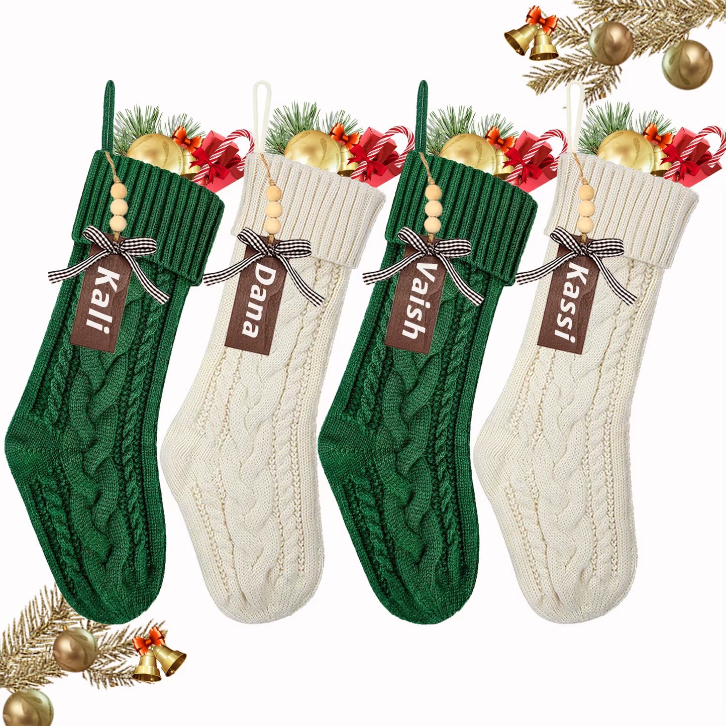 3/4/5/6/8Pcs Christmas Stockings 18In Large Size Cable Knit Stocking Gifts Kids New Year Gift Decor for Family Holiday Party