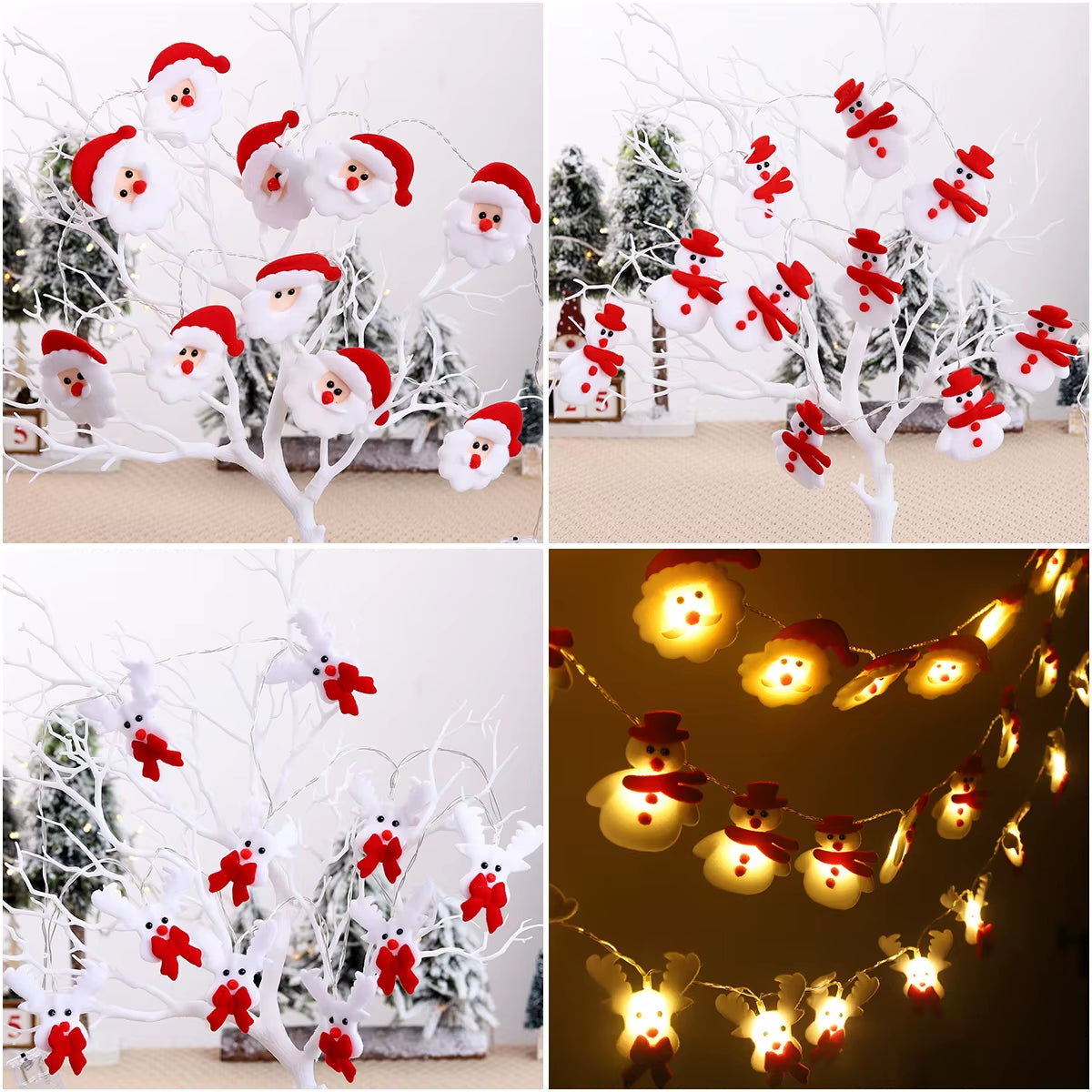 Snowman Christmas LED Garland String Light Merry Christmas Decorations for Home 2024 Cristmas Tree Ornament Xmas Navidad Gifts