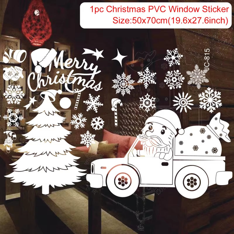 Christmas Window Stickers Merry Christmas Decorations for Home 2025 Christmas Wall Sticker Kids Room New Year Decoration 2026