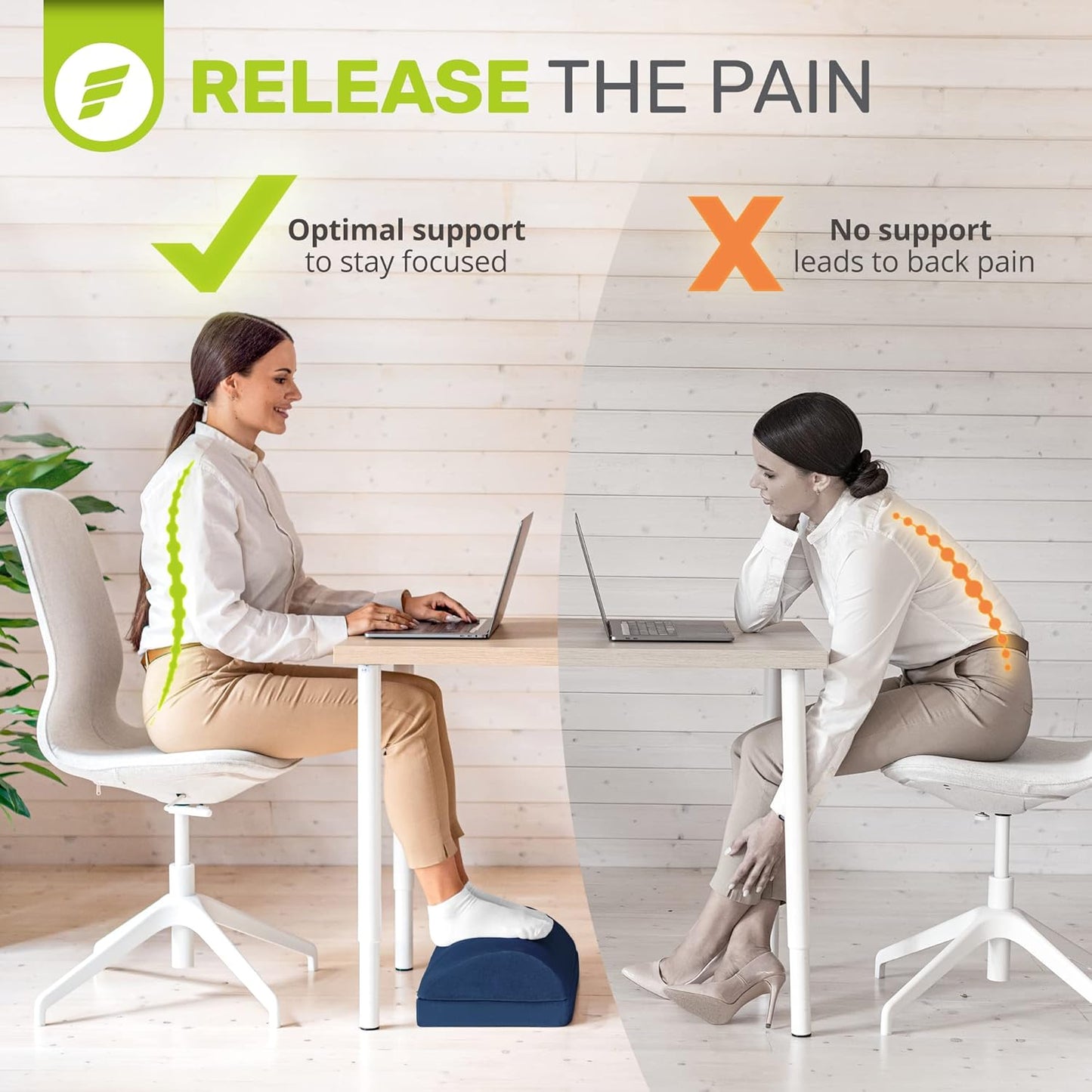 Adjustable Premium under Desk Footrest for Lumbar, Back, Knee Pain (Navy Blue)