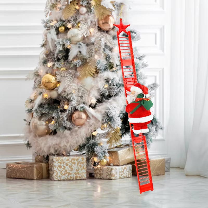 2024 Santa Claus Doll Climbing Ladder with Music Christmas Tree Ornaments Decorations for Home 2023 Navidad New Year Kids Gift