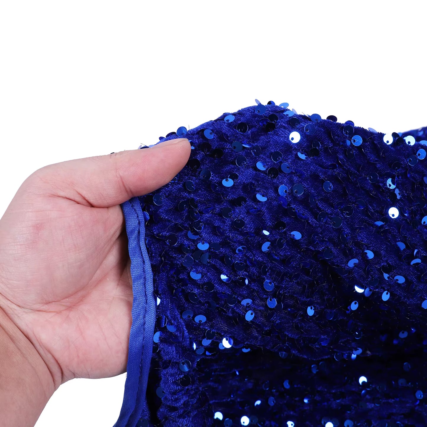 47.5In Christmas Tree Skirt Blue Sequins Tree Skirts for Xmas Tree Decoration round Sparkling Holiday Tree Ornament for New Year