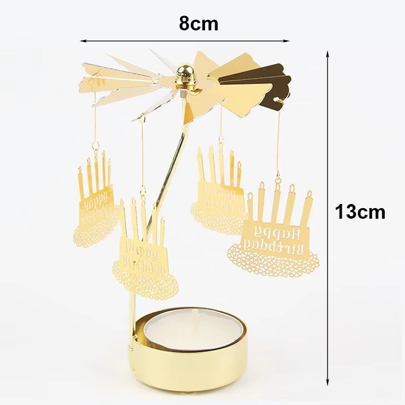 1Pc Metal Hot Rotating Candle Holder Christmas Rotating Candle Holder Dinner Party Wedding Party Candle Holder Decoration Gift