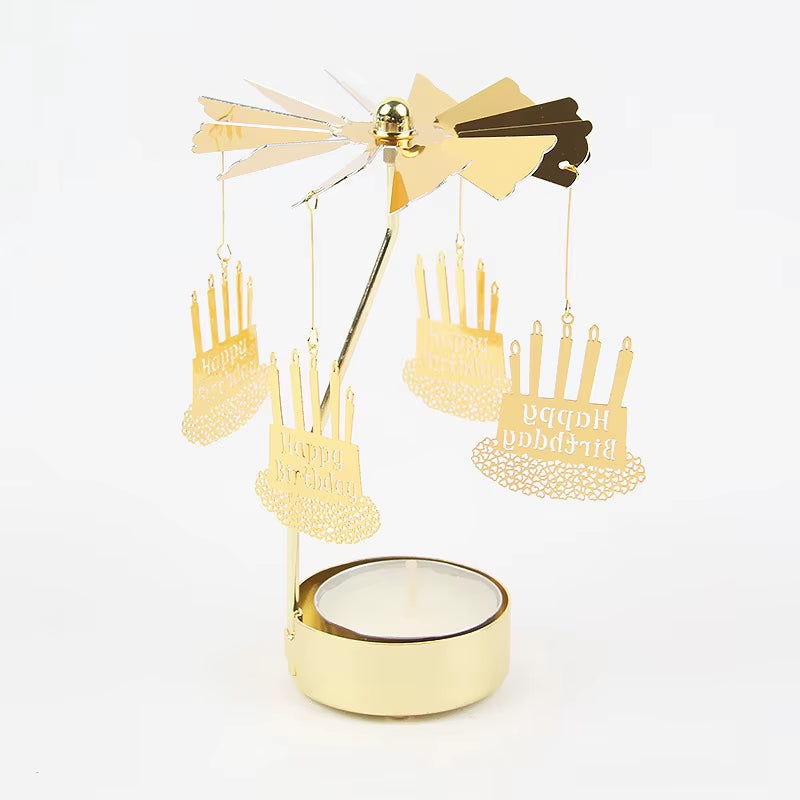 1Pc Metal Hot Rotating Candle Holder Christmas Rotating Candle Holder Dinner Party Wedding Party Candle Holder Decoration Gift