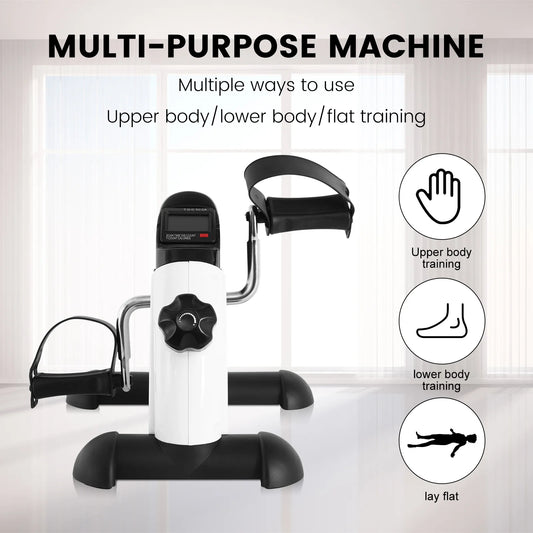 Mini Exercise Bike Multi-Function Stepper Digital under Desk Bike Arm Leg with LCD Screen Display Pedal Exerciser Peddler Traine