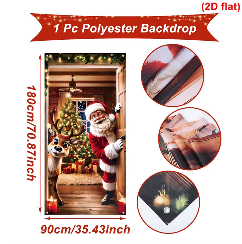 Christmas Hanging Flag Santa Claus Door Banner Christmas Decoration for Home 2025 Xmas Ornament Navidad Natal New Year Gift 2026