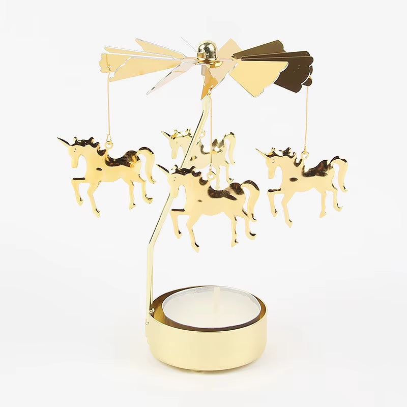 1Pc Metal Hot Rotating Candle Holder Christmas Rotating Candle Holder Dinner Party Wedding Party Candle Holder Decoration Gift