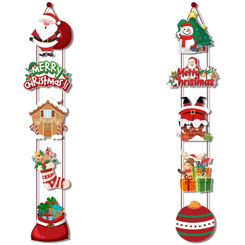 2026 Merry Christmas Hanging Door Banner Santa Claus Snowman Couplet Christmas Decorations, Fashion Christmas Ornaments