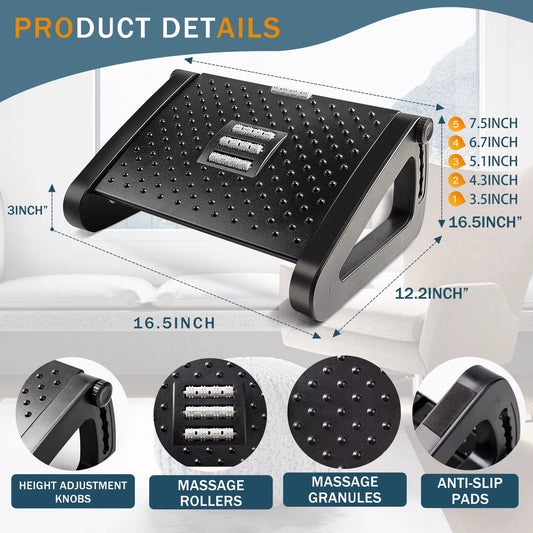Foot Rest for under Desk at Work,Adjustable Height Foot Rest Portable under Desk Foot Stool for Home,Office
