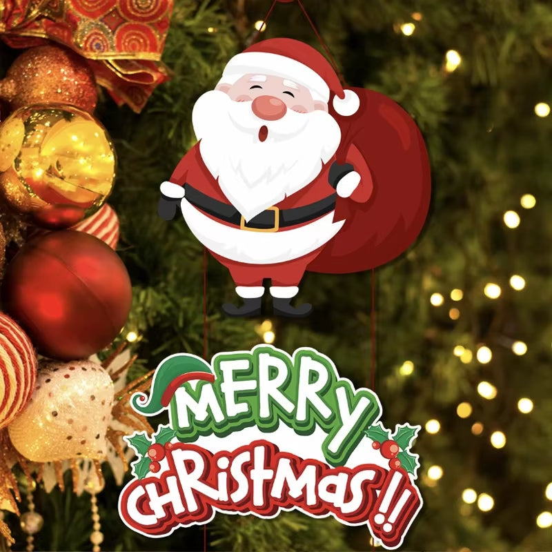 2026 Merry Christmas Hanging Door Banner Santa Claus Snowman Couplet Christmas Decorations, Fashion Christmas Ornaments