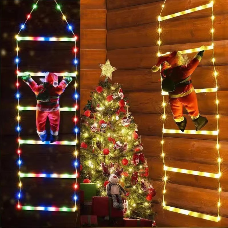 1.7M/3M Santa Claus Climbing Ladder Warm Light Christmas Decoration Home Outdoor Garden Cristmas Tree Ornement New Year Gift