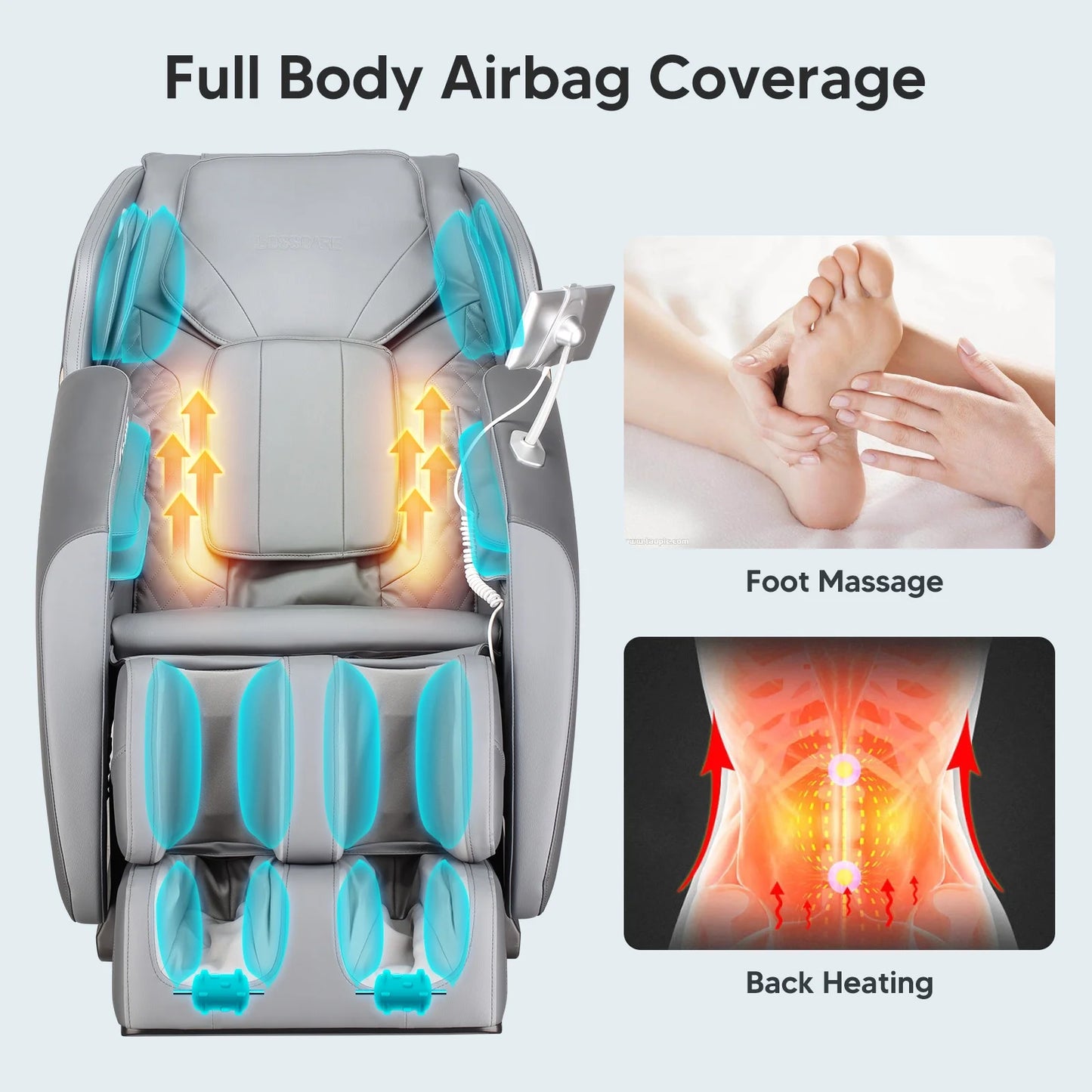 AI Voice Control Massage Chair - Zero Gravity Shiatsu Recliner in Gray - SP!NECK™