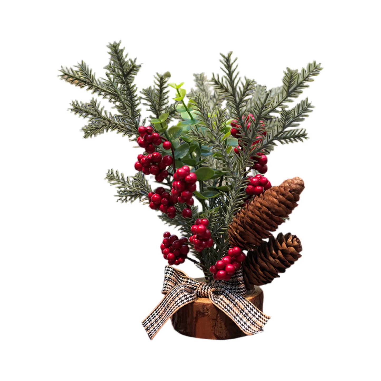 Christmas Decoration Desktop Small Tree Simulation Flower Wreath Ornament New Year Decoration Red Fruit Small Tree Artificial